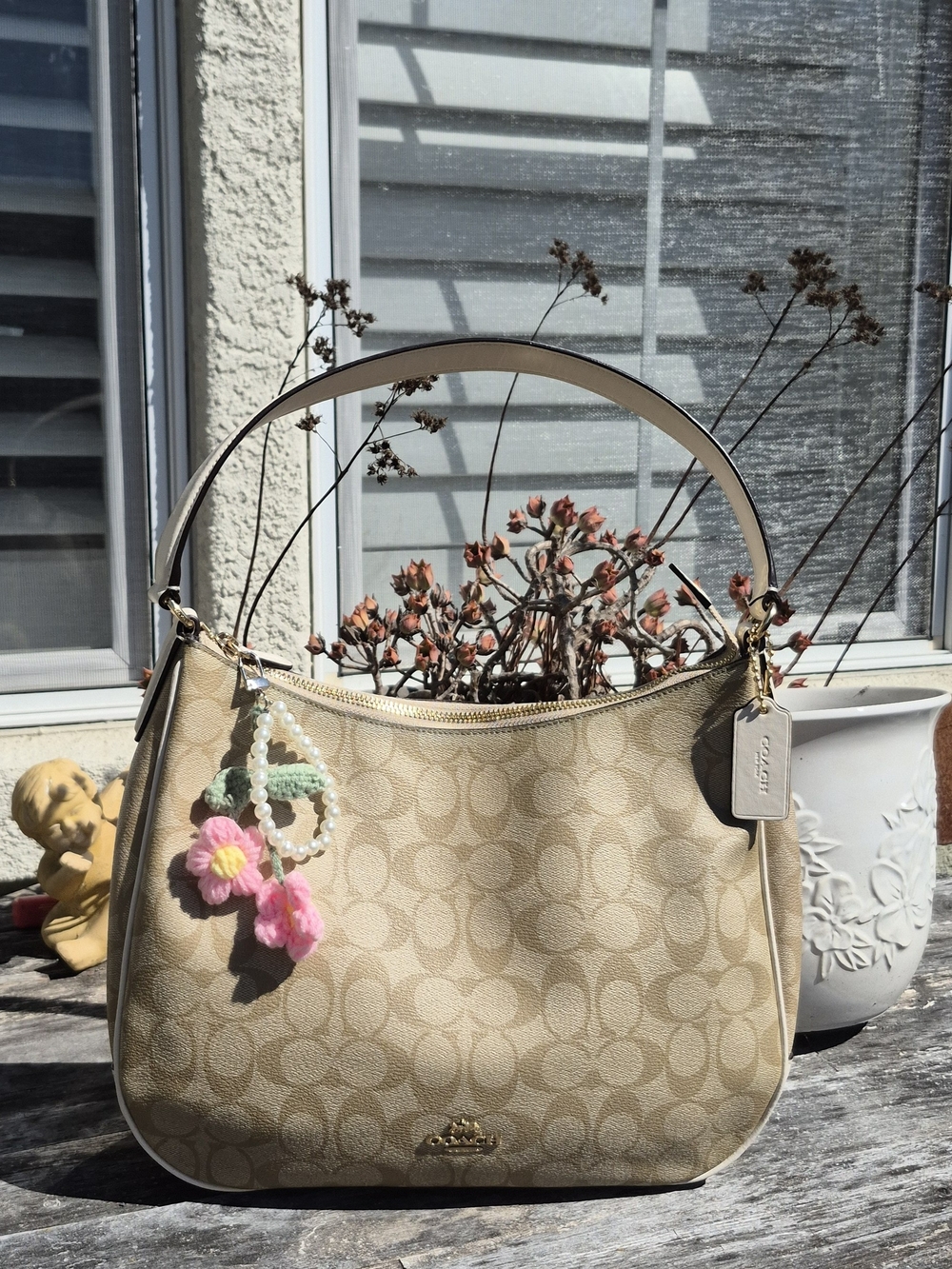 Coach Signature Canvas Hobo Bag in Khaki